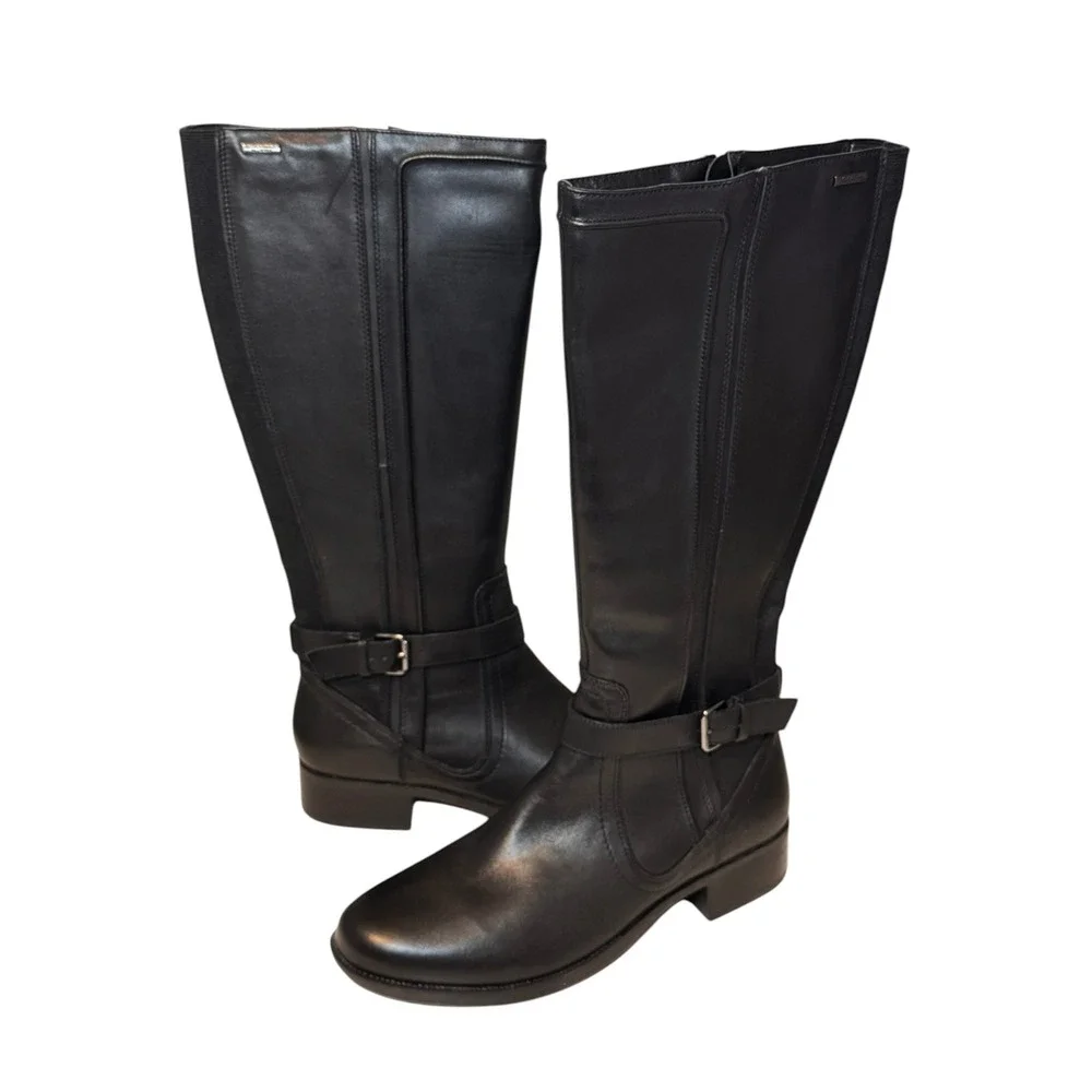 Rockport Hydro-Shield Waterproof Tall Riding Boots‎ Black Leather Women's 11 NEW